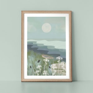 Norfolk Coast Scenic Sea Views Scandinavian Style Nordic Wall Art Print by Tulip House Studio