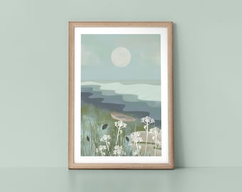 Norfolk Coast Scenic Sea Views Scandinavian Style Nordic Wall Art Print by Tulip House Studio