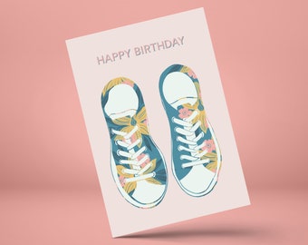 Flower Pumps Happy Birthday Illustration Greeting Card by Tulip House Studio
