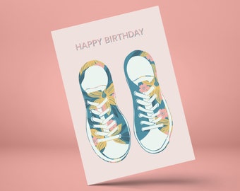 Flower Pumps Happy Birthday Illustration Greeting Card by Tulip House Studio