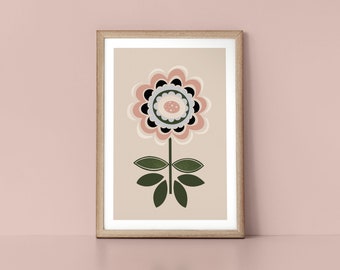 Pretty Minimalist Flower Scandinavian Style Nordic Wall Art Print by Tulip House Studio