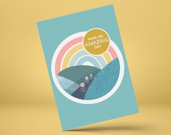 Amazing Day Rainbow Illustration Greeting Card by Tulip House Studio