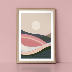 Abstract Sweeping Textured Landscape Modern Scandinavian Style Wall Art Print by Tulip House Studio