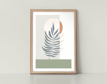 Tranquil Palm Fern Leaf Scandinavian Style Botanical Nordic Wall Art Print by Tulip House Studio