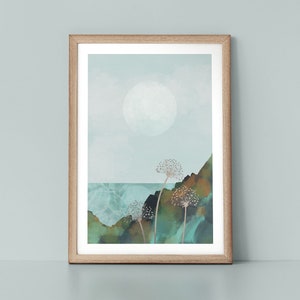 Cornish Coast Earthy Autumn Scene. English Coastal Wall Art Print by Tulip House Studio