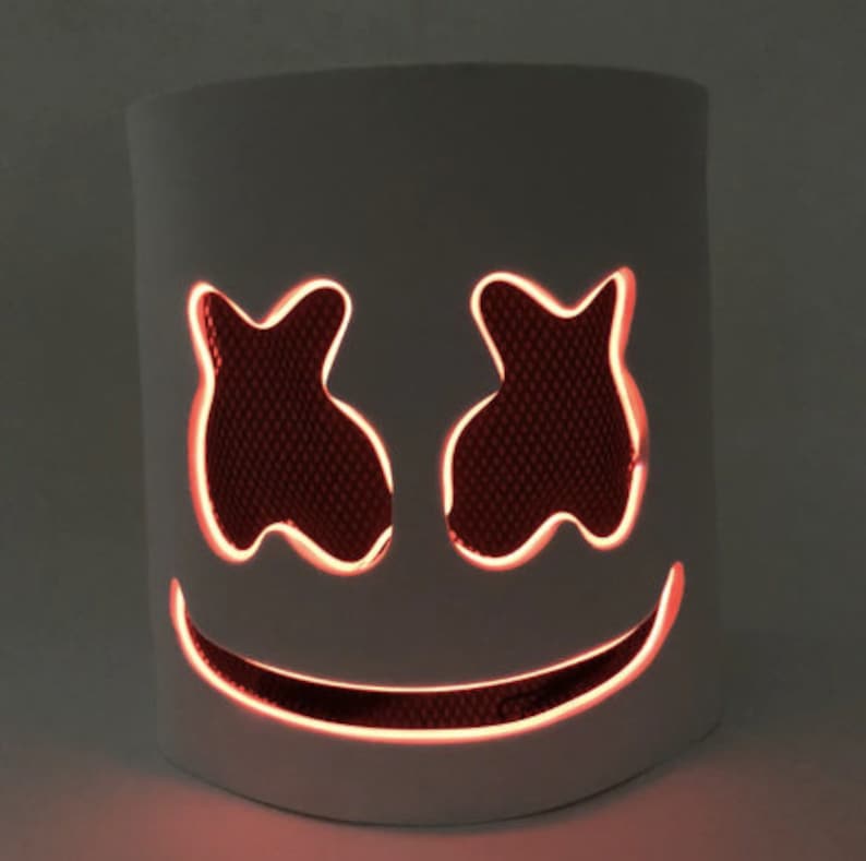 DJ Marshmello EL Wire LED Helmet Mask Cosplay Prop Halloween Mask Full Face Cosplay Prop Halloween Party Bar Masks