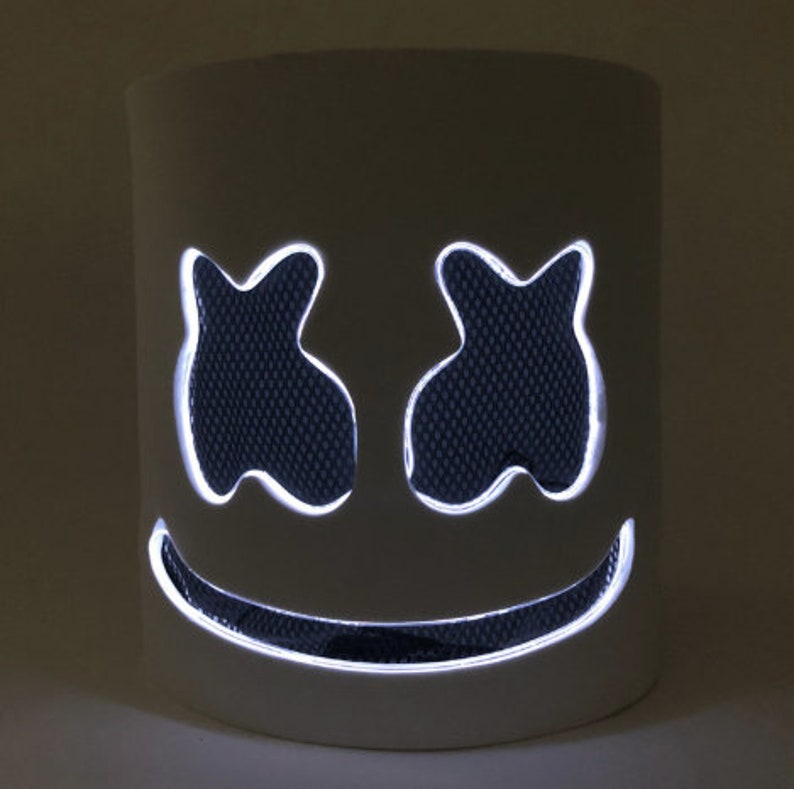 DJ Marshmello EL Wire LED Helmet Mask Cosplay Prop Halloween Mask Full Face Cosplay Prop Halloween Party Bar Masks