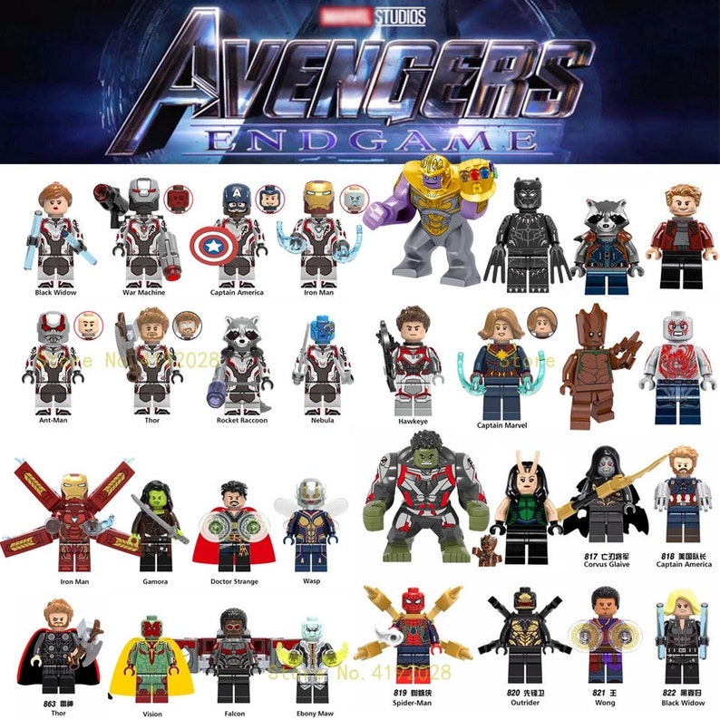 Avengers Captain Marvel Endgame Thanos War Machine Guardians Of Galaxy Spiderman Iron Man Figures Building Blocks Toys