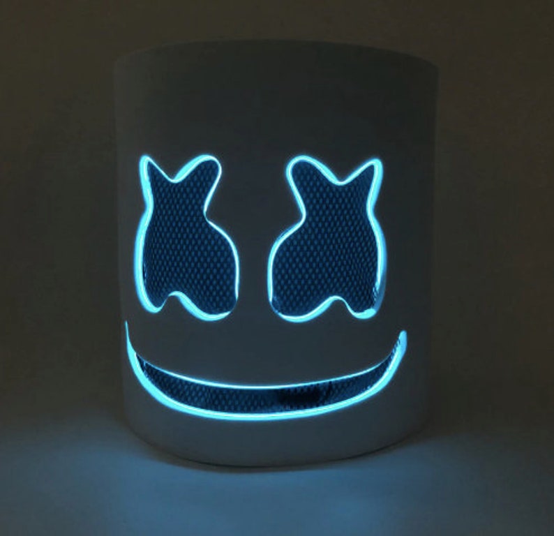 DJ Marshmello EL Wire LED Helmet Mask Cosplay Prop Halloween Mask Full Face Cosplay Prop Halloween Party Bar Masks