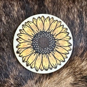 Wood Burned Sunflower Wall Hanging