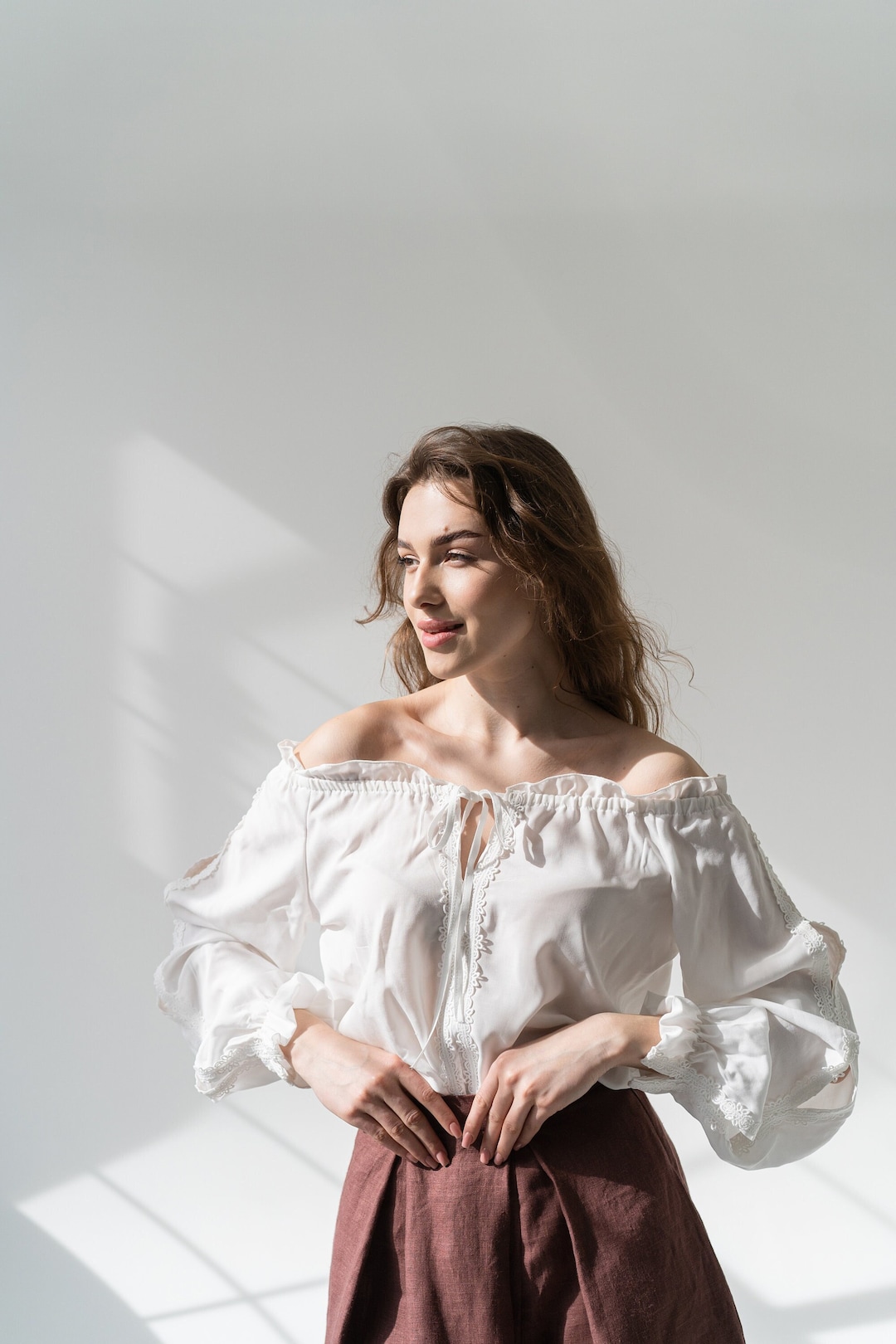 【yo BIOTOP】cupro gather puff blouse yo BIOTOP】cupro gather puff blouse