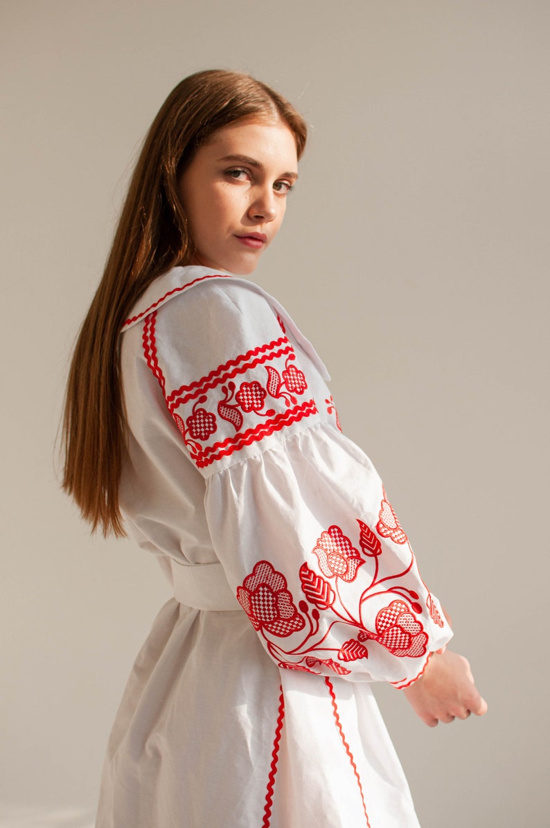 Ukrainian folk wedding dress embroidered russian kaftan Etsy