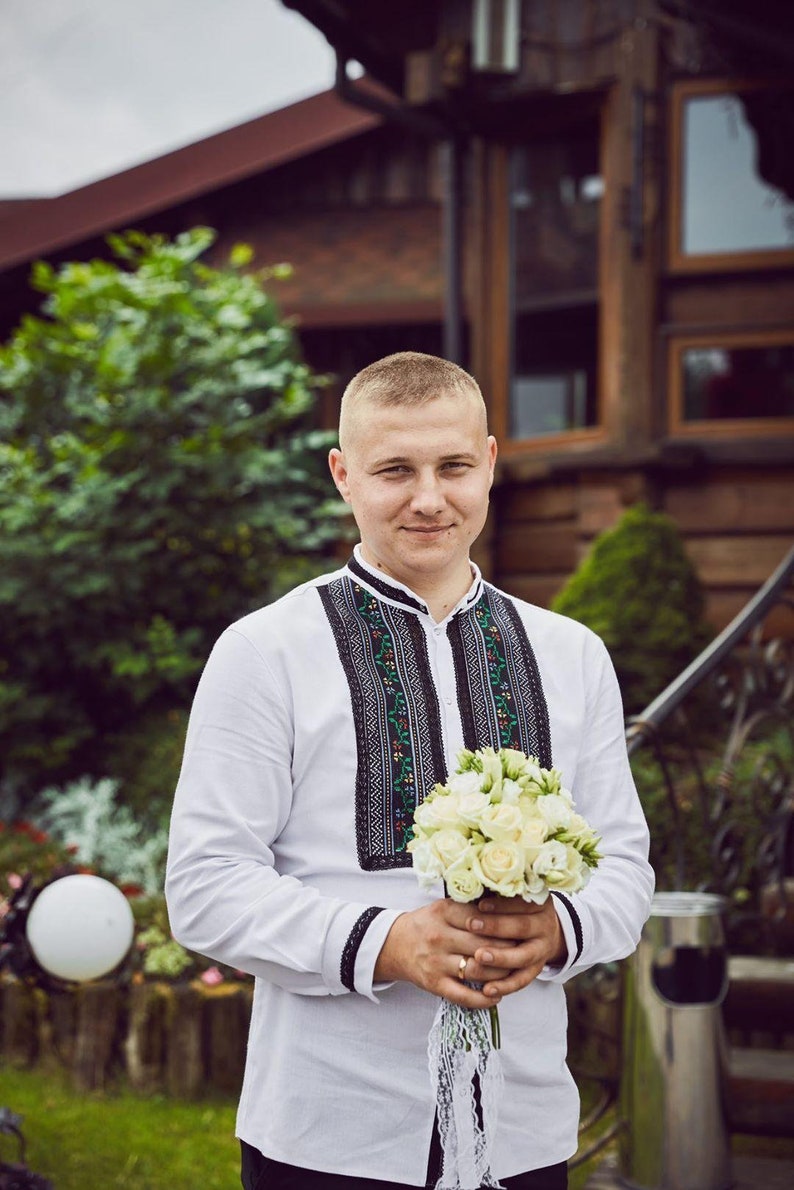 prairie wedding dress dark floral vyshyvanka dress polish folk dress loose long sleeve ethnic slavic dress white and black elegant gown