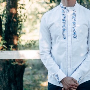 bulgarian folk shirt dusty pink floral embroidery button up shirt men ethnic slavic shirt pagan wedding groomsmen attire chic rustic shirt