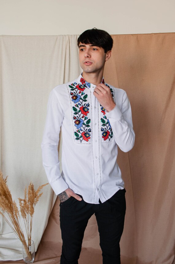 Ukrainian Shirt Floral Embroidered Mens 