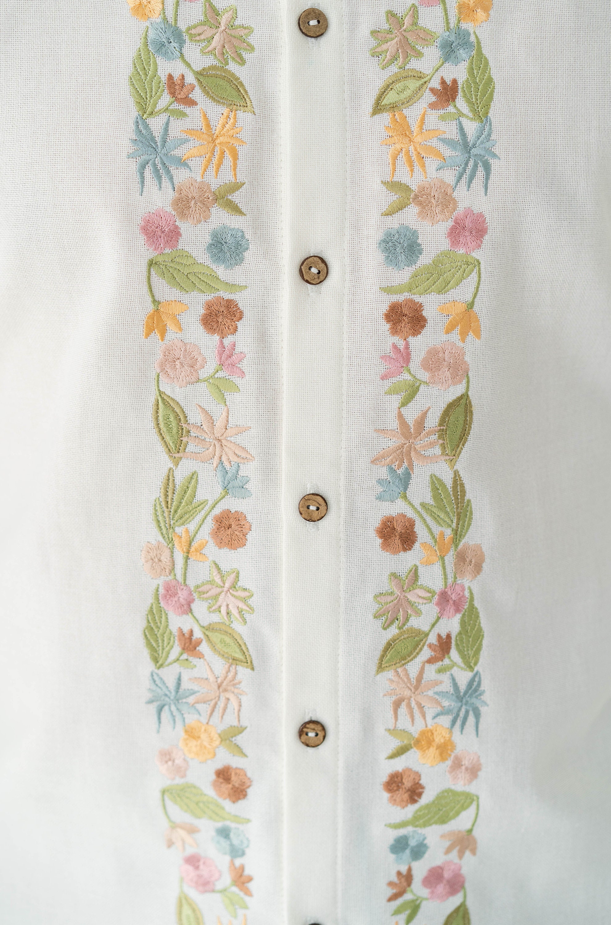 Floral Embroidered Shirt, Ukrainian Vyshyvanka Men, Ivory