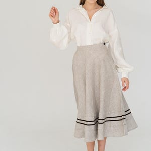 natural flowy linen skirt, long linen skirt, ukrainian folk skirt, a line high waisted skirt, peasant cottagecore skirt