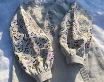 linnen geborduurde blouse met bloemen, Oekraïense vyshyvanka-blouse, linnen top met wilde bloemenboer, handgemaakte Oekraïense designer boho-top