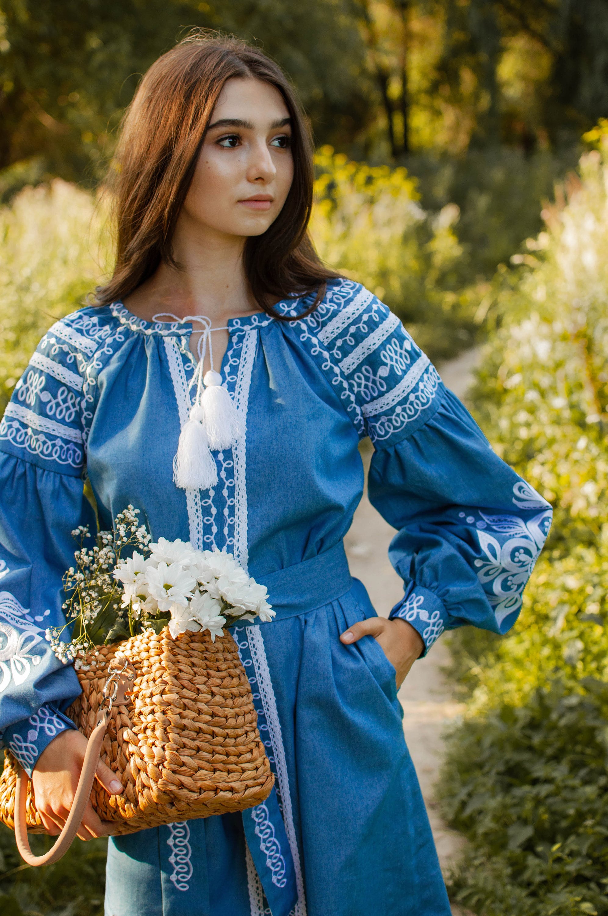 embroidered blue linen dress, floral ukrainian dress vyshyvanka, long sleeve knee length dress, boho linen summer dress embroidered blue linen dress, floral ukrainian dress vyshyvanka, long sleeve knee length dress, boho linen summer dress