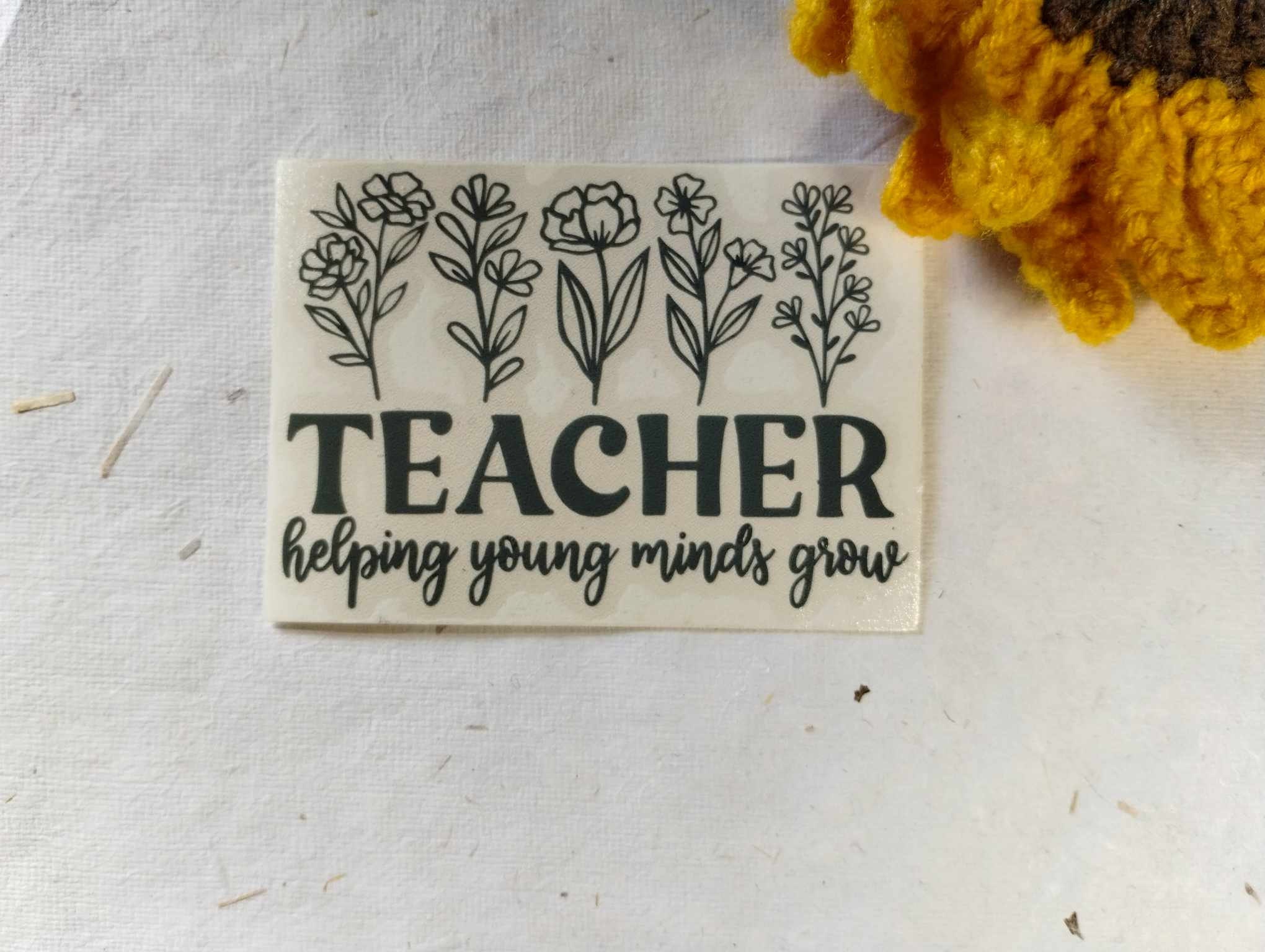 Teacher Flowers Car Decal, Handmade Vinyl Bumper Sticker, Laptop Decal ...
