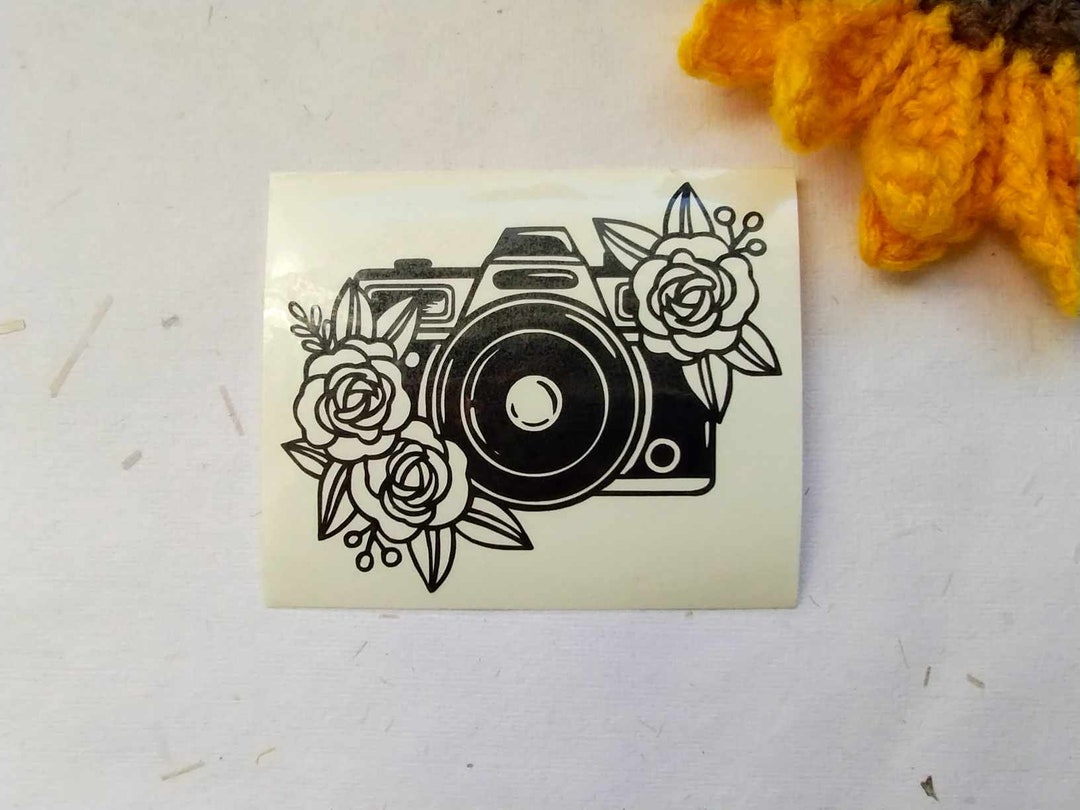 Floral Camera Car Decal: Handmade Vinyl Bumper Sticker - Etsy