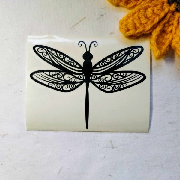 Dragonfly Mandala Car Decal, Handmade Vinyl Bumper Sticker, Laptop Decal, Tumbler Sticker