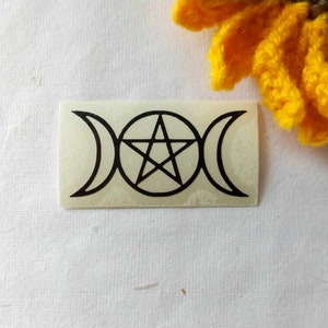 Pentagram Triple Moon Goddess Car Decal, Handmade Vinyl Bumper Sticker, Laptop Decal, Tumbler Sticker