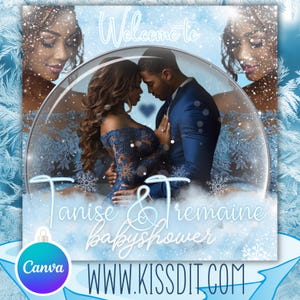 Winter Wonderland Baby Shower Banner: Editable Canva Template (Digital Download)