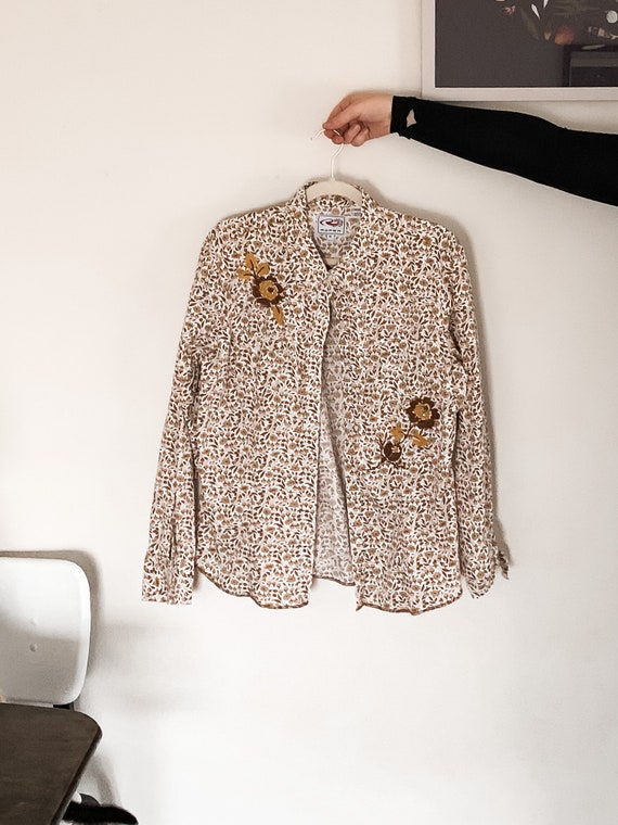 Vintage Mustard yellow floral blouse