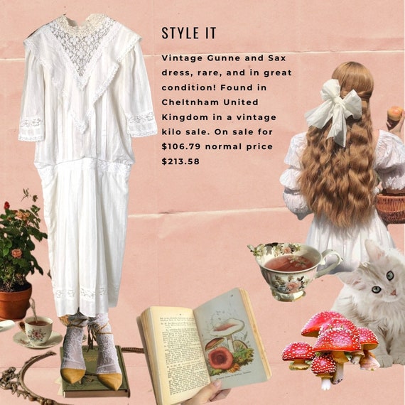 Vintage 1970s Gunne Sax white dress