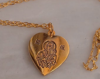 Holy Theotokos Heart pendant charm Necklace,orthodox gifts, blessed