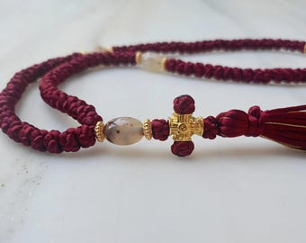 Rosario ortodoxo de cuerda de oración de 100 nudos