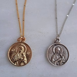 Panagia pendant charm necklace Medallion orthodox christian religious jewelry easter gift for