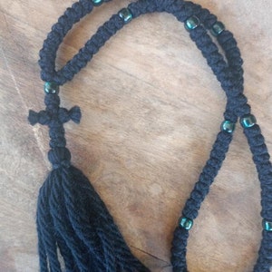 Orthodox prayer rope pendant wool komboskini 100knot rosary easter gift blessed necklace gift for