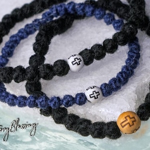 Thin prayer rope bracelet kid baby Athos rosary pure wool komboskini blessed