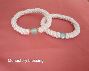 Pulsera de cuerda de oración ortodoxa con nudo muy grande, cordón de satén, rosario de 33 nudos