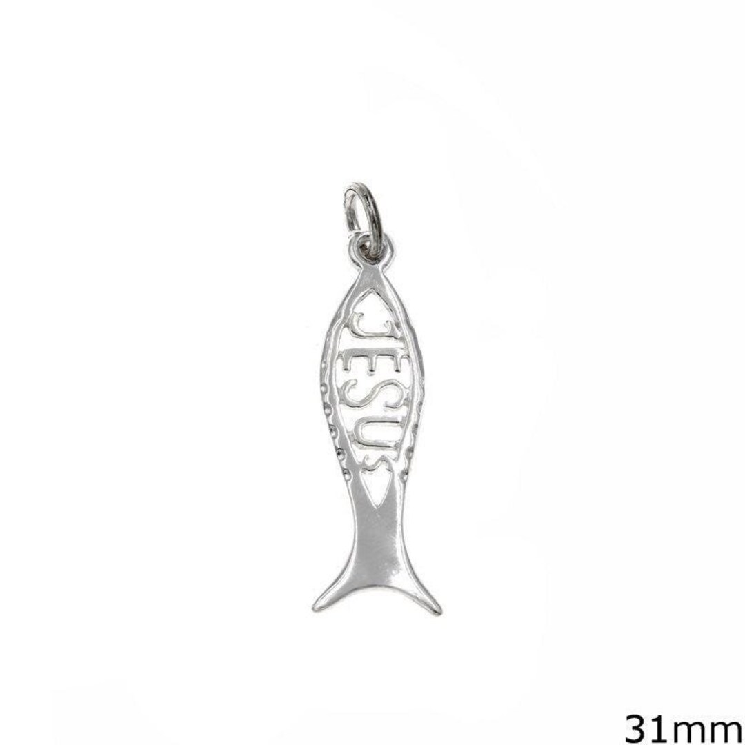 Jesus Fish Sterling Silver 925 Pendant Charm Medallion, Religious ...