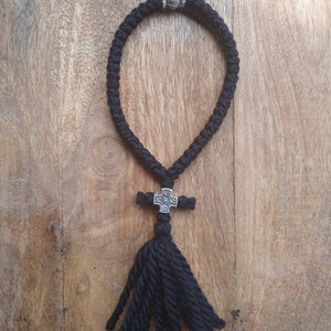 Job's tear icxc nika prayer rope wool black komboskini 50 knot rosary Holy Theotokos necklace easter gift for