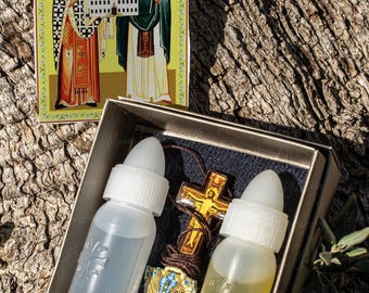 Conjunto de iconos ortodoxos de San Cipriano y Santa Justina: arte mural cristiano, santos protectores, regalo religioso