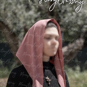 Orthodox church veil Mantilla handmade Soft Head scarf covering pink Christmas Christmas gift for