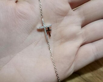 Pulsera Cruz de Plata con protección de circonitas
