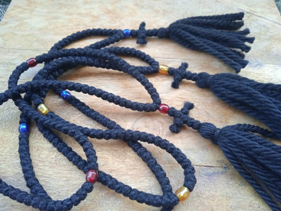 Orthodox Prayer Rope Pendant Wool Komboskini 100knot Rosary Christmas ...