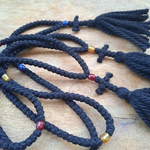 Orthodox prayer rope pendant wool komboskini 100knot rosary easter gift blessed necklace gift for