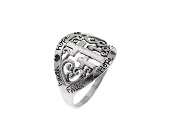 Religiös sterlingsilverringberlock med kors