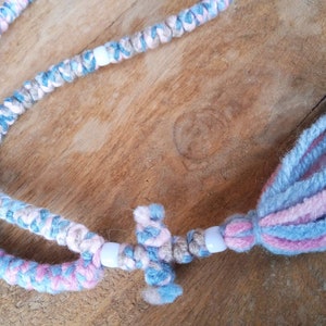 Unique Pink Orthodox prayer rope pendant wool komboskini 100knot rosary easter gift blessed necklace gift for