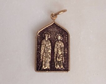 St Cyprian & Justina pendant charm with prayer against the evil protectors from magic
