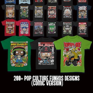 400+ Pop Culture Funko Designs, Sublimation, DTF, DTG, Png, Cartoon Editable Digital Download Bundle