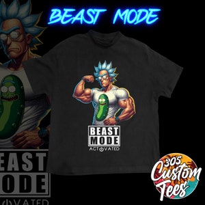 Funny Cartoon Pump Cover, Beast Mode Activated Collection, Gym Workout T Shirt, Graphic Cartoon Style Gym Tee, Halftone Design
