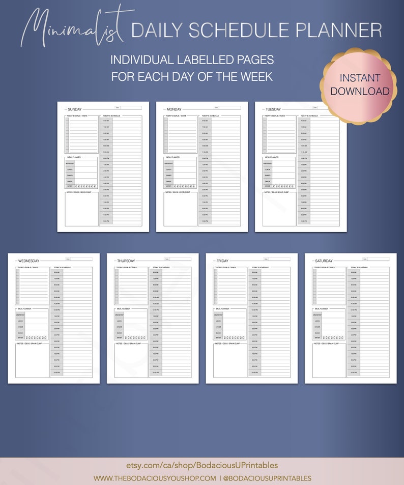 A4 A5 Hourly Planner Printable Daily Agenda Hourly Planner Etsy
