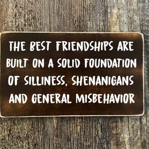The best Friendships are built on a Solid Foundation, Wood Sign, rustic sign, farmhouse sign, home decore, funny quote sign